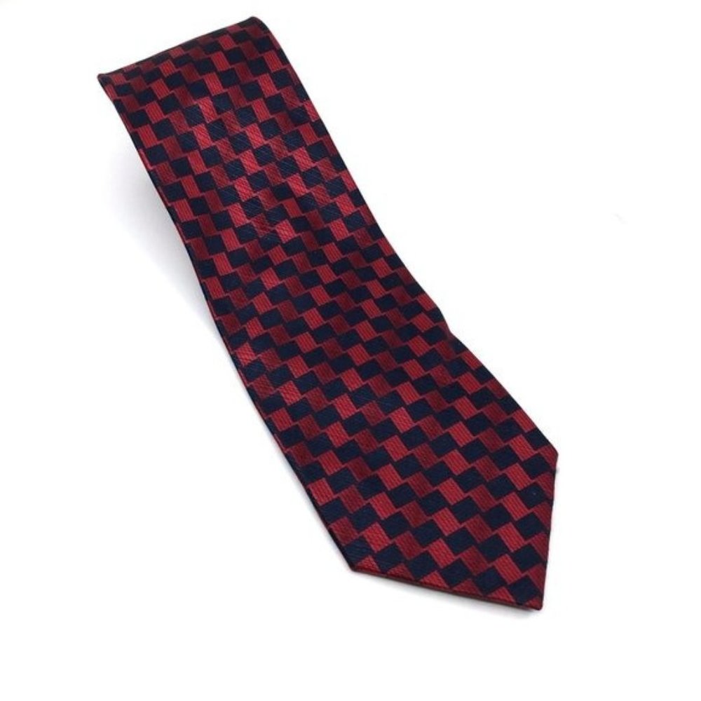 Irvine Park 100% Silk Neck Tie Vintage Red Blue 3D